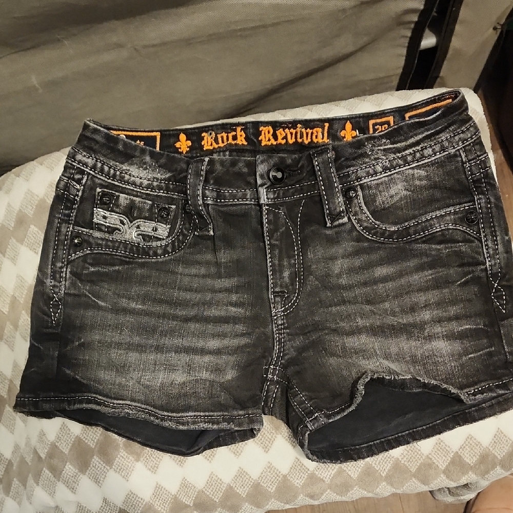 Rock Revival Black Jean Shorts Distressed
